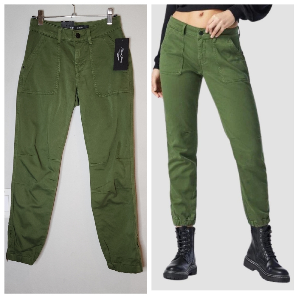 NWT Mavi Green Ivy Slim Cargo‎ Jogger Pants Soft Cotton Twill Women's Size 24